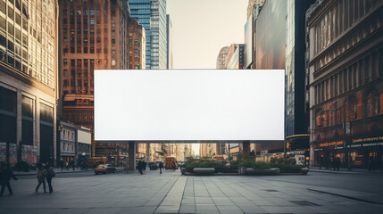 Empty billboard in City street, blank mock - up with space for your text  - Powered by Adobe