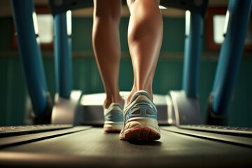 Move legs on treadmill. Running machine. Generate Ai