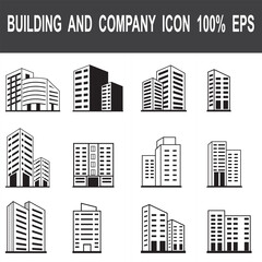 Buildings icon and company line icon set. Set of building icons. City, Real estate, Architecture buildings, Hospital, town house, museum icons. vector illustration.