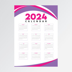 a vector template of calendar 2024 design