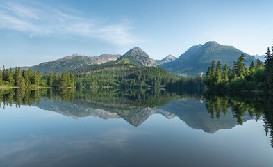 Fototapeta premium Lake reflection montains.
