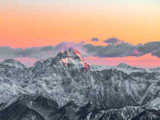 Alpine Sunset in the Alps, Winter Sunset Austria, Mountain Sunset