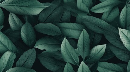  a bunch of green leaves that are on a black background with a green leafy pattern in the middle of the image.