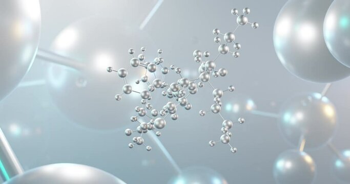 Odevixibat rotating 3d molecule, molecular structure of bylvay, seamless video