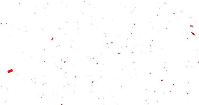 Red and white confetti (sprayed from the center) background with transparent alpha channel Cracker celebration