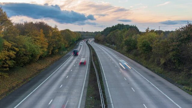 Timelapse of a UK Motorway at Sunset