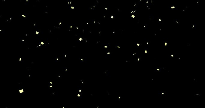 Animation material with golden confetti falling from above (black background) with alpha channel Cracker Celebration Holiday
