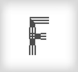 Letter F linear modern logo. The letter is in line strip form. Alphabet letter character and linear abstract design. logo, corporate identity, application, creative poster and more.