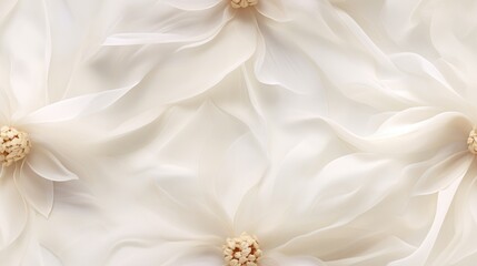  a close up view of a white flower on a white sheet of fabric with flowers in the middle of the petals.