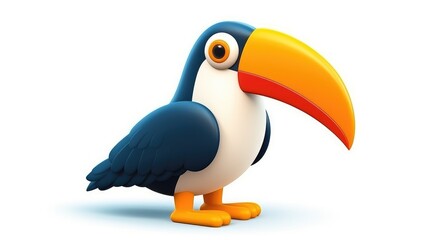 3d bird toucan cute animal isolated on white background character ai generated