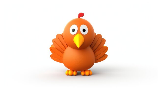 3d cute turkey icon isolated on white background ai generated