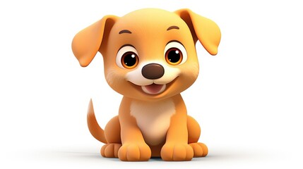 3d puppy dog cute animal isolated on white background ai generated