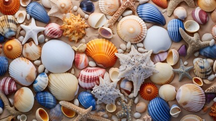 beach seashell summer ocean tropical ai generated - obrazy, fototapety, plakaty