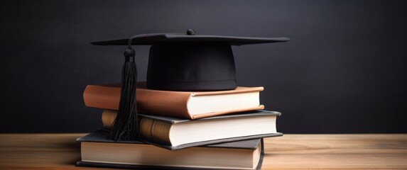 graduate degree cap on the books