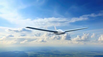 plane flying in the blue sky, 3d render of flying airplane. AI generated