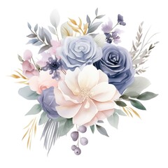 Watercolor wedding bouquet in pastel tones, a charming and elegant floral arrangemen