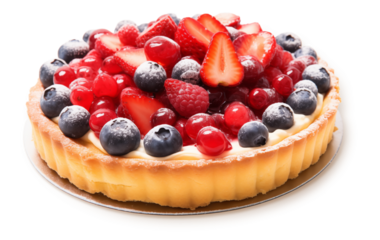 French fruit tart isolated on transparent background