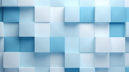  a blue and white abstract background with squares of varying sizes and shapes in shades of blue, white, and light blue.