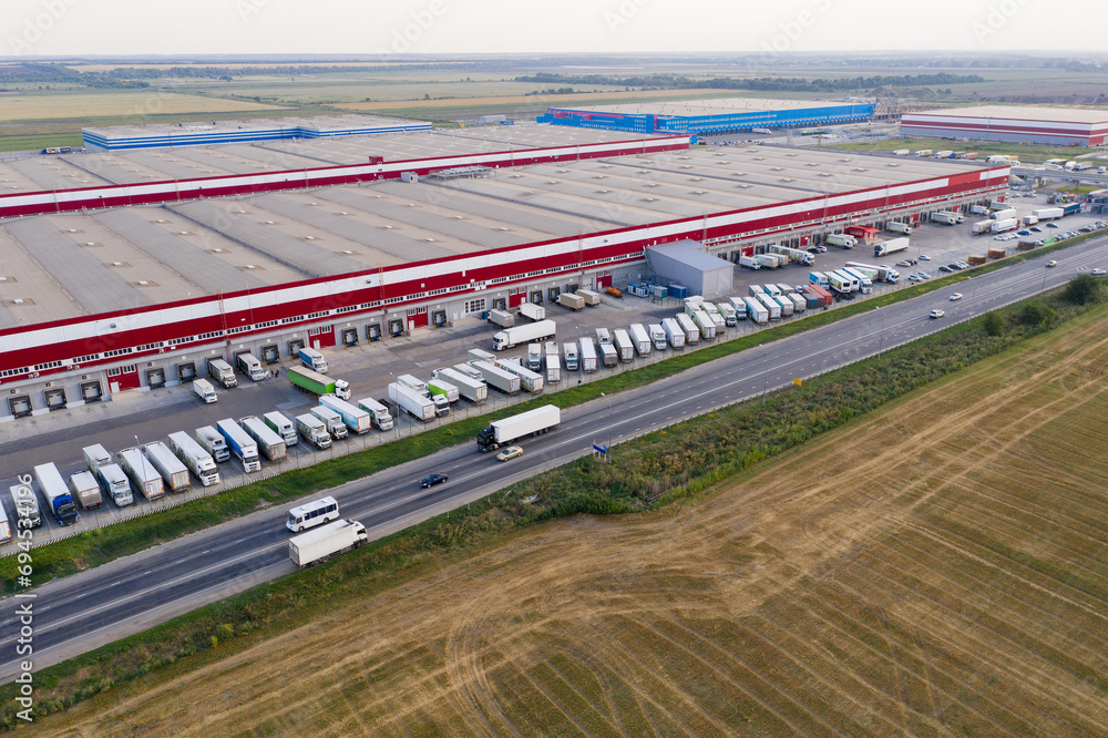 Poster aerial view of giant logistic center