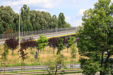 Detail of a junction with viaduct in Warsaw, Poland