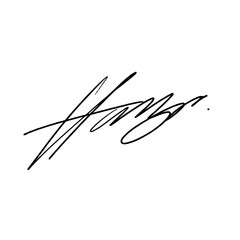 Letter H signature ideas for documents. Vector image with black writing and transparent background.