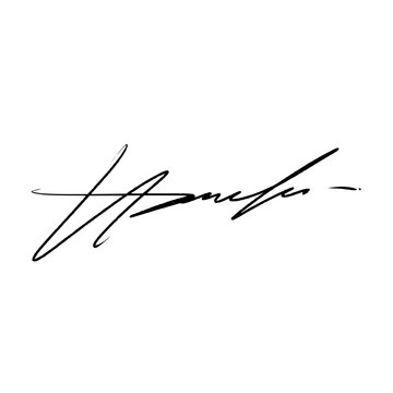 Letter H signature ideas for documents. Vector image with black writing and transparent background.
