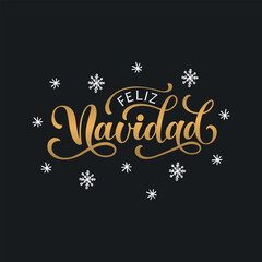 Fototapeta na wymiar Feliz Navidad text meaning Merry Christmas in Spanish, hand drawn lettering typography. Modern brush calligraphy. Design for poster, greeting card, banner, print, invitation