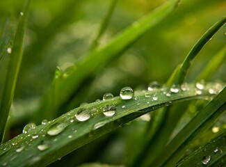 Leaf dew detail closeup, macro photography