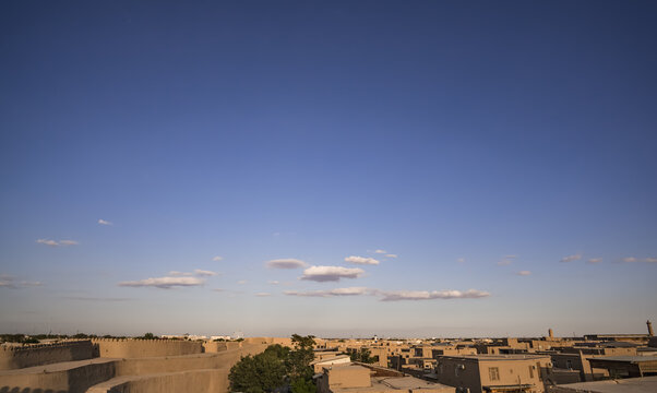 Evening panorama of the ancient city of Khiva in Khorezm