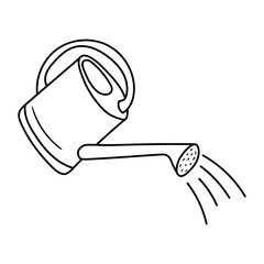 Garden watering can vector icon in doodle style. Symbol in simple design. Cartoon object hand drawn isolated on white background. © sumkinn