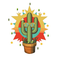 cactus in a pot with money