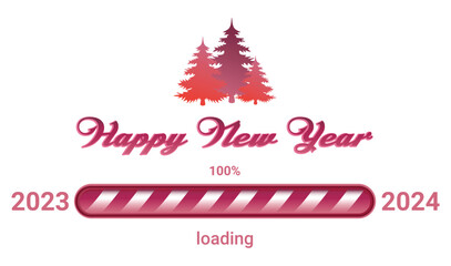 Fototapeta na wymiar Happy new year banner with Progress bar vector illustration