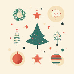Minimalistic christmas vector graphics
