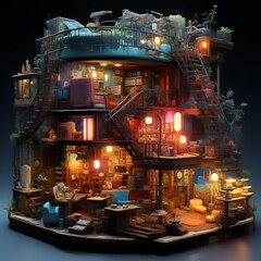 Obraz premium Isometric future youth room