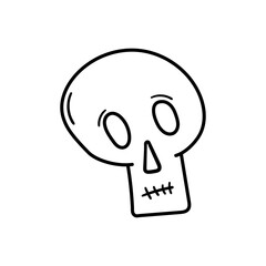 Skull crossbones vector icon in doodle style. Symbol in simple design. Cartoon object hand drawn isolated on white background.