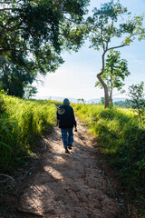 Tourists are walking on the nature trail.