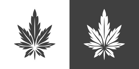 Obraz premium Cannabis Leave Icon. Hemp, Cannabis Leaf Silhouette, Flat Icon Closeup Isolated. Growing Medical Marijuana. Vector Illustration