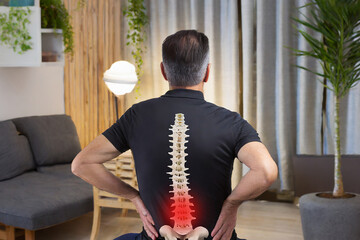 dolore alla schiena persona lombare dolore - obrazy, fototapety, plakaty