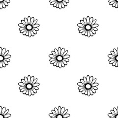 Daisy flower seamless on background illustration. Pretty floral pattern for print. Flat design.