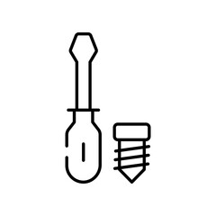 Screwdriver, icon, design, tool, illustration, graphic, vector, symbol, concept, isolated, outline, creative, engineering, construction, industry, equipment, repair, industrial, mechanic, work, flat, 