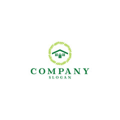 Home round real estate green logo design timeless emblem brand identity logotype abstract minimalist monogram typography vector editable