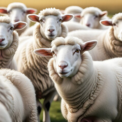 Obraz premium Flock of white sheep