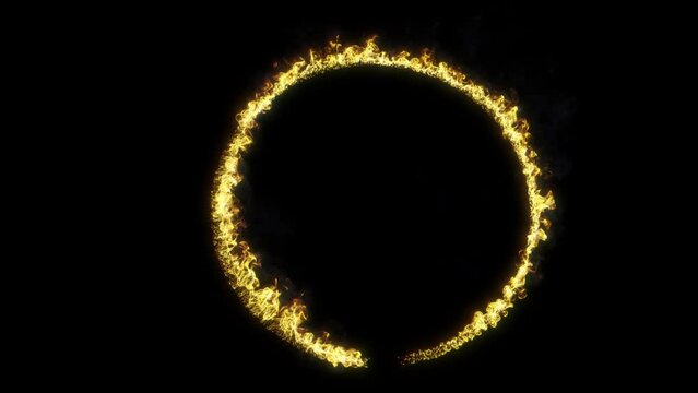Circle of fire - fire staring and burning a circle - VFX animation - 4K Pro Res, 60fps with mask pass
