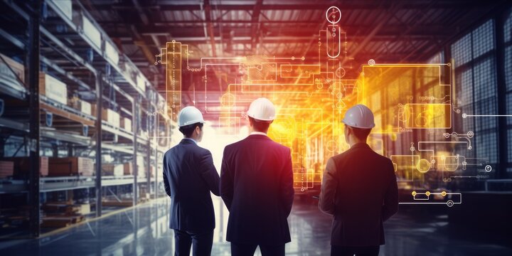  Engineers and Professionals Powers an Industry Manufacturing Factory, Infused with High-Tech Precision, Digitalization, and Graphics, Propelling Connected Automated Machinery for Peak Efficiency