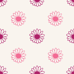 Fototapeta na wymiar Daisy flower seamless on background illustration. Pretty floral pattern for print. Flat design.