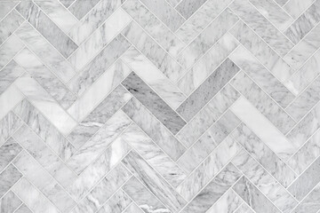 Detailed Texture of White Marble Tiles in Herringbone Design, High-Resolution Background...