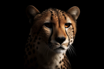 Elegant Swiftness: Cheetah's Striking Portrait Against the Abyss