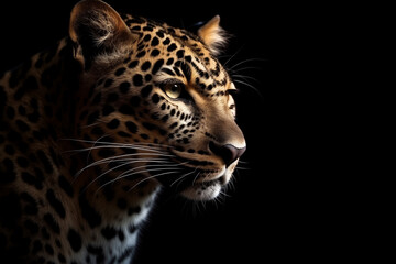 Untamed Elegance: Leopard's Mesmerizing Portrait on a Dark Canvas