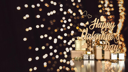 The gold gift box for Valentine's Day concept 3d rendering