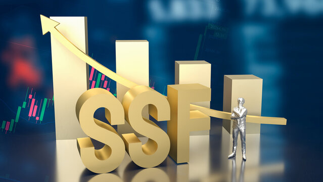 The Gold ssf text for Business concept 3d rendering..